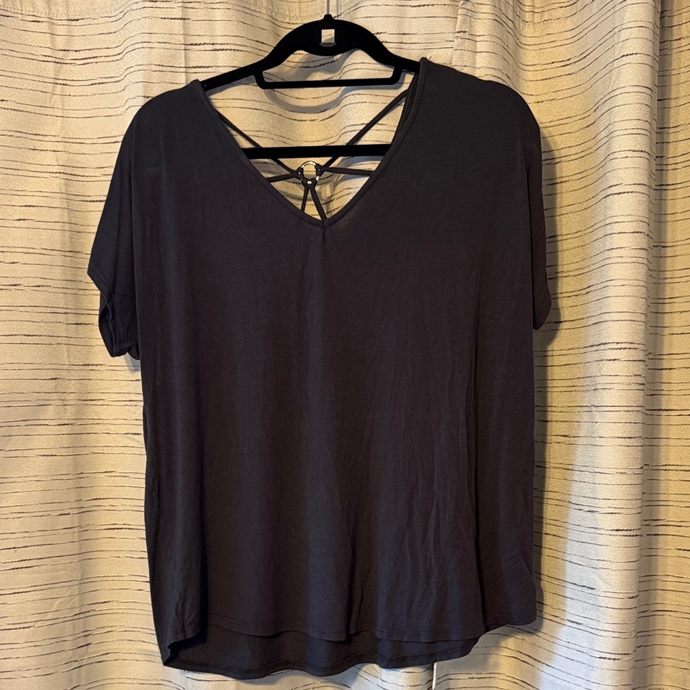 Papermoon Black Short Sleeve Top with Strappy Back